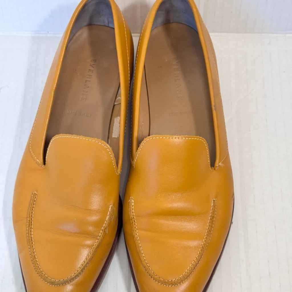 Everlane Mustard Yellow Leather Slip On Loafer Flats Womens 10.5 Preppy Academia - Image 9