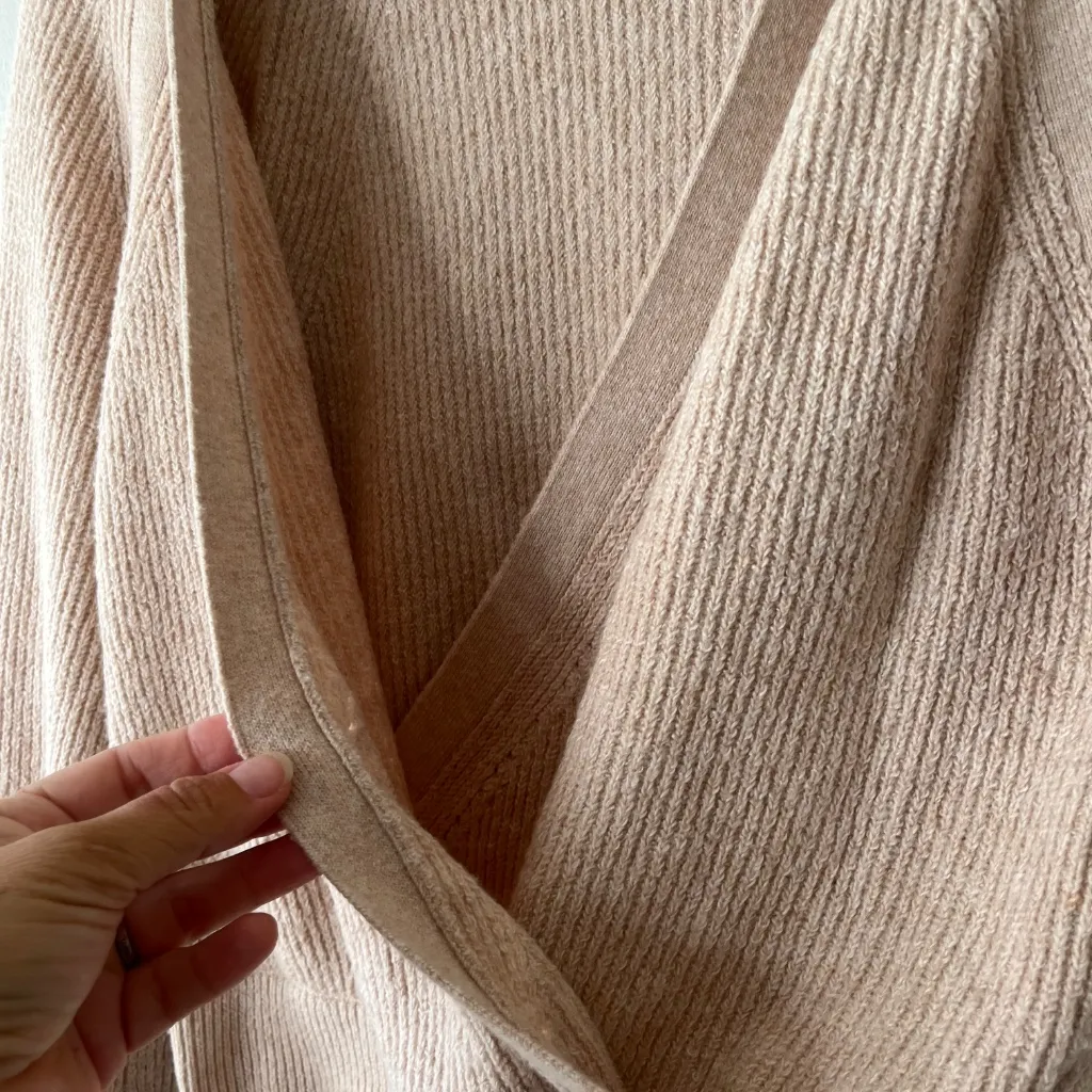 Anthropologie Sz S Blush Pink Wrap Front Long Sleeve Surplice Sweater V Neck - Image 5