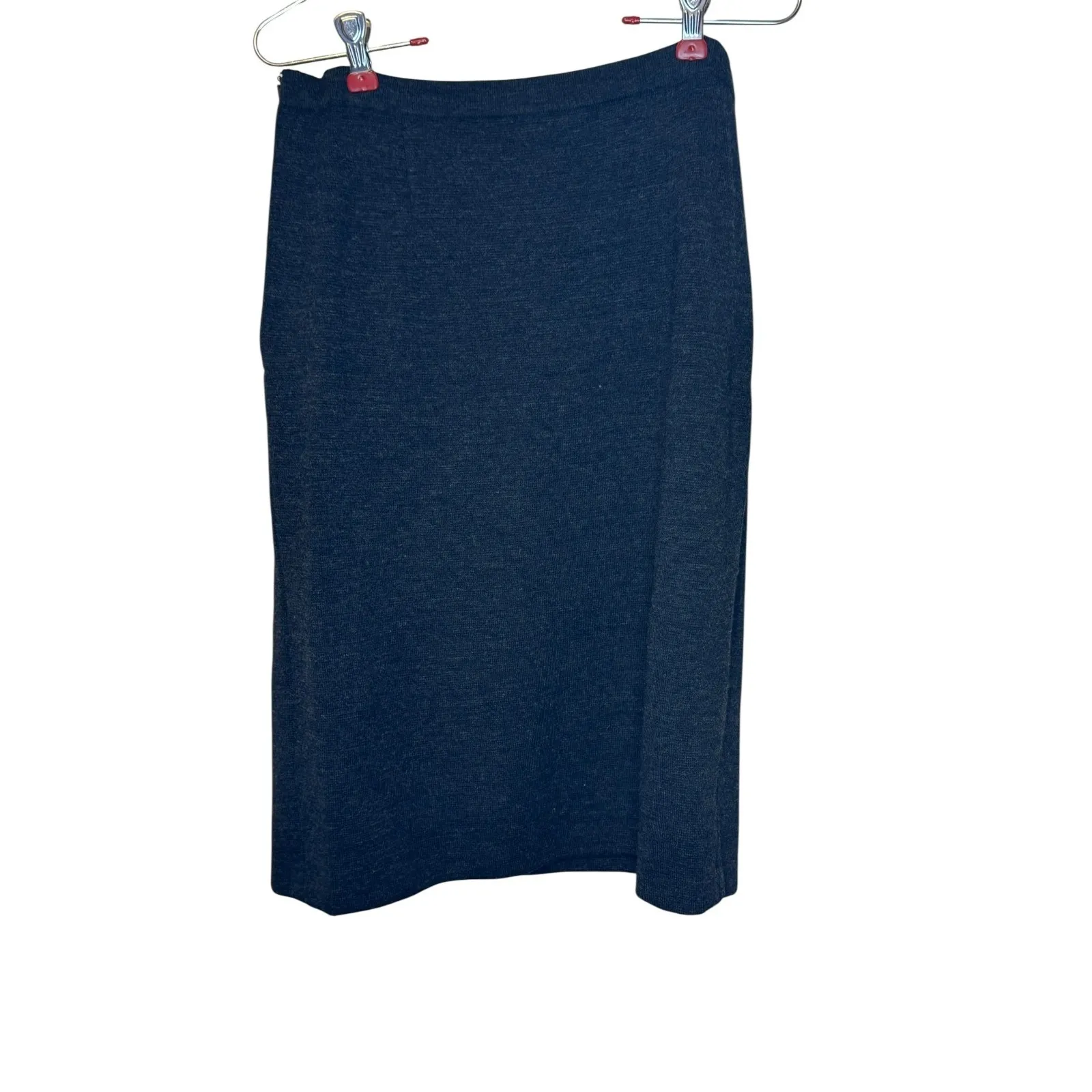 Evans Womens Skirt 100% Pure Wool Vintage 90's Pencil Mini Side Zip Gray Size 10 - Image 5