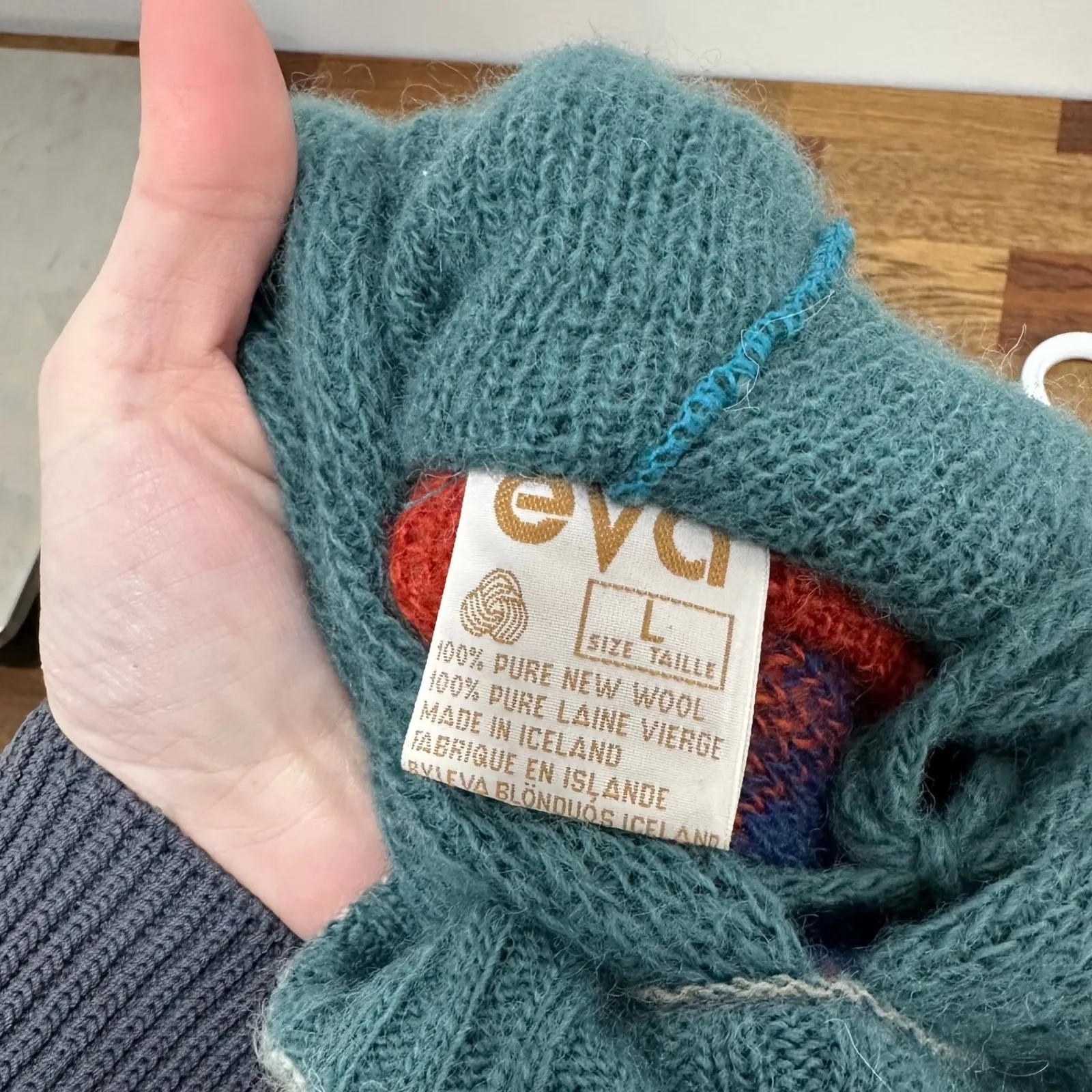 EVA Vintage Wool Sweater Hood Fairisle Knit‎ Womens Large Colorful Bright Maine - Image 2