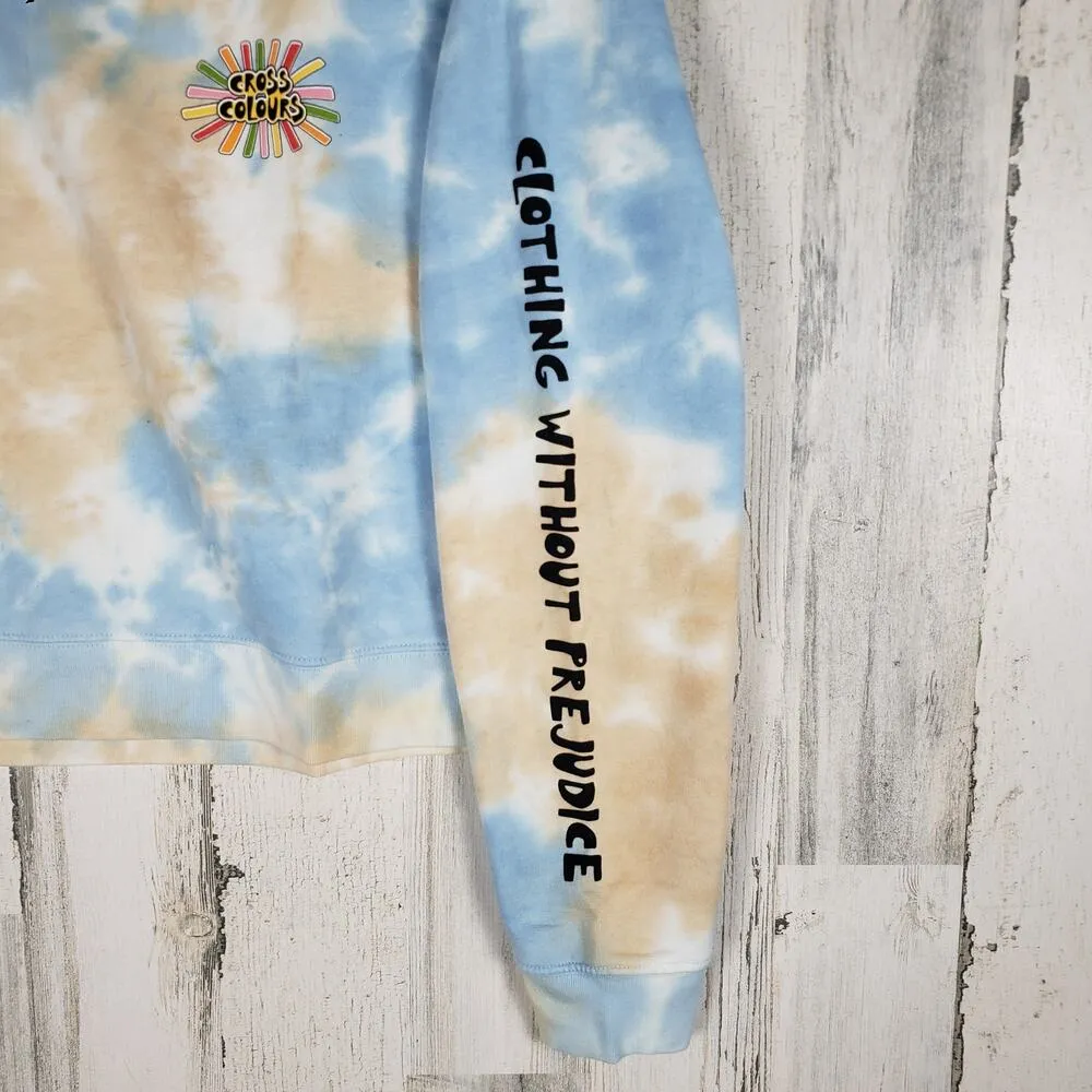 NWT Cross Colours Nordstrom Sunshine Logo Tie Dye Cloud Crop Sweatshirt Size XL Blue - Image 8