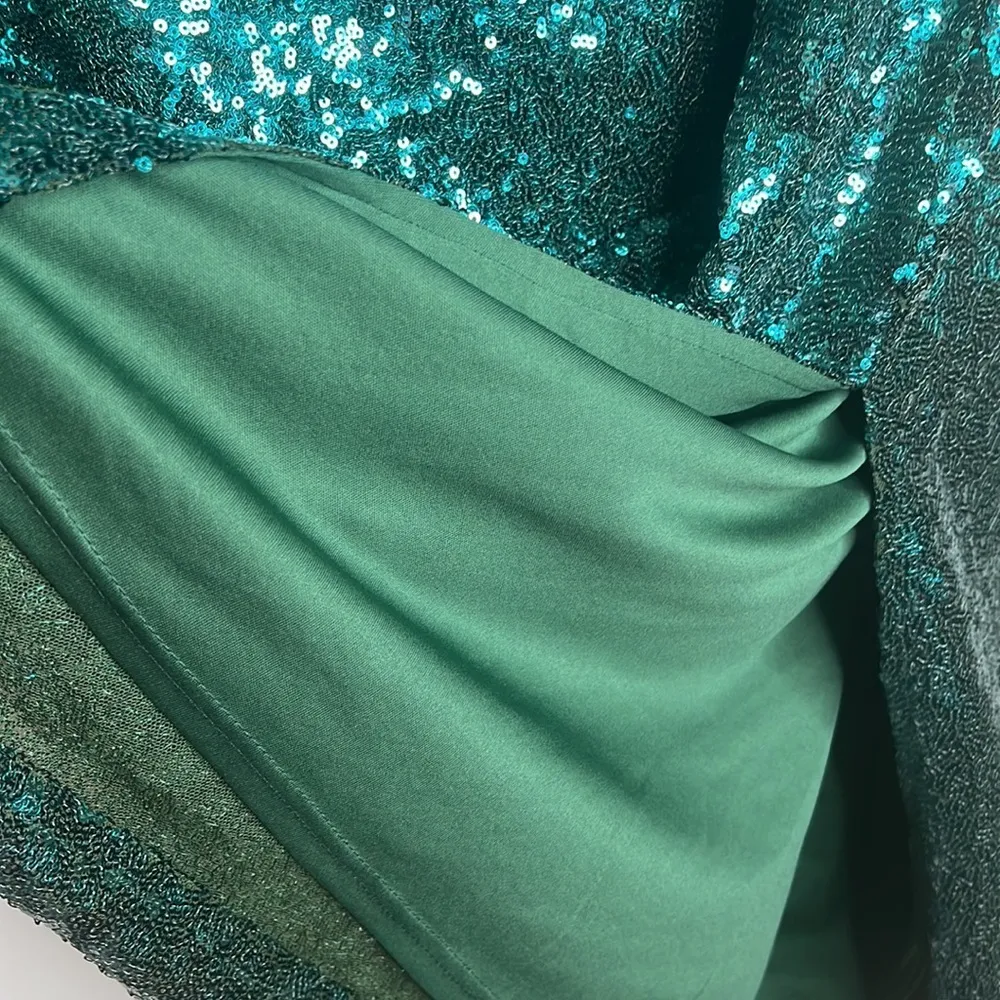 Green Sequin MIDI Stretchy Skirt - Image 5