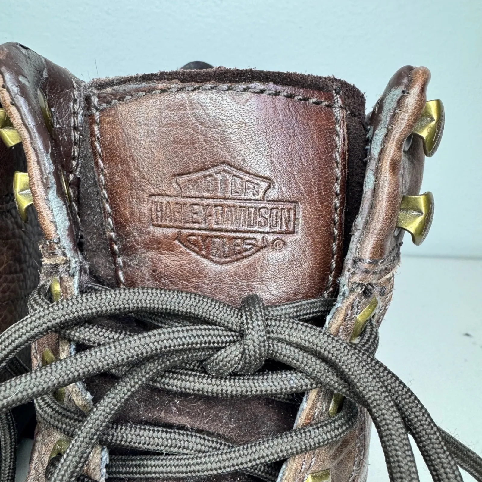 Harley Davidson Brown Leather Boots Vintage Motorcycle Biker Riding Chunky Heel Size 9.5 - Image 9