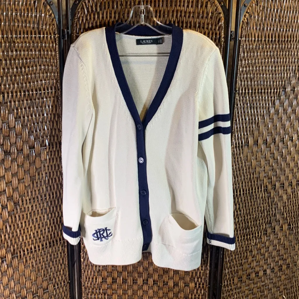 Ralph Lauren  Classic Varsity Style Cardigan Size L - Image 2