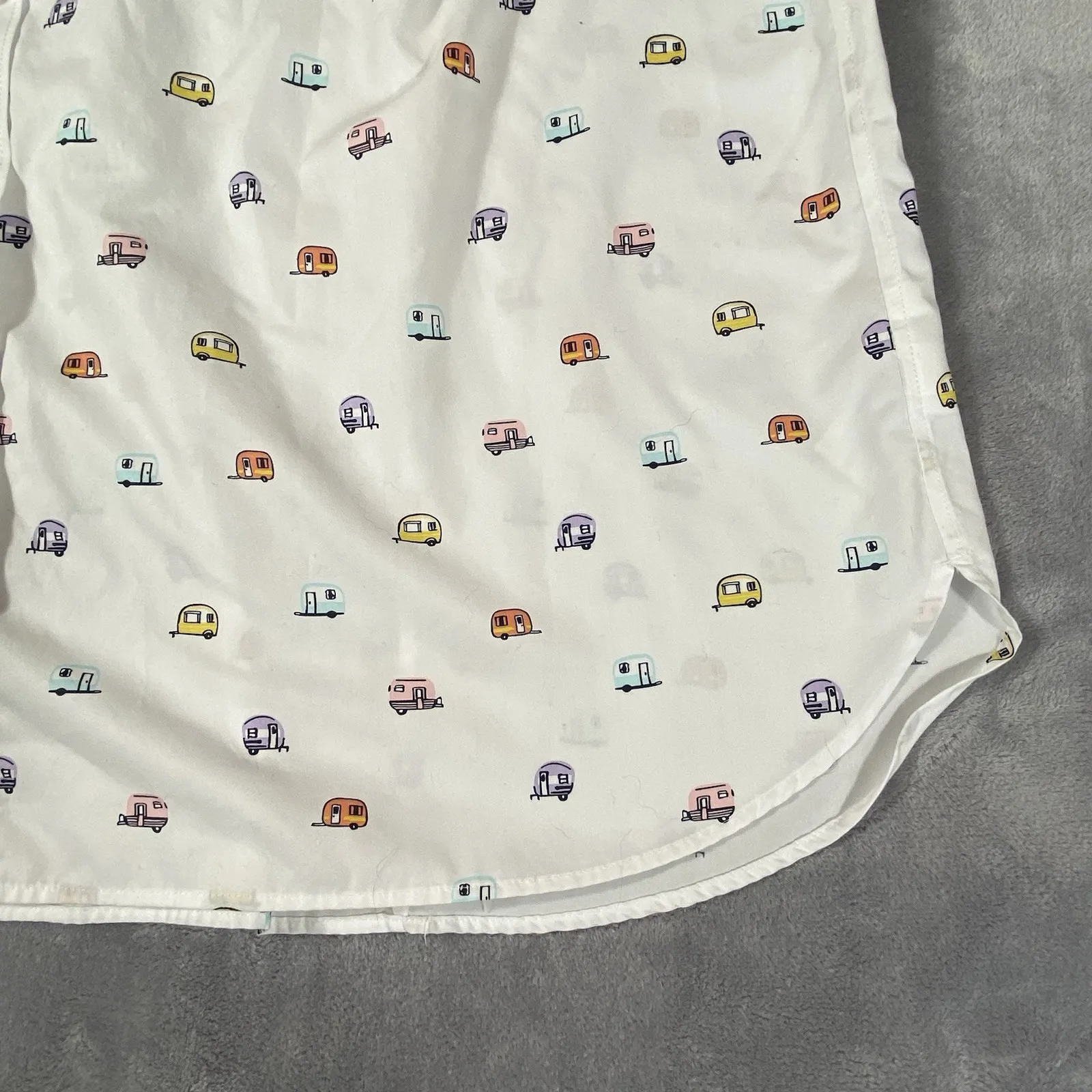 Lands End‎ Women 22 Plus Top Sleeveless Collared White Happy Camper Print RV Fun - Image 6