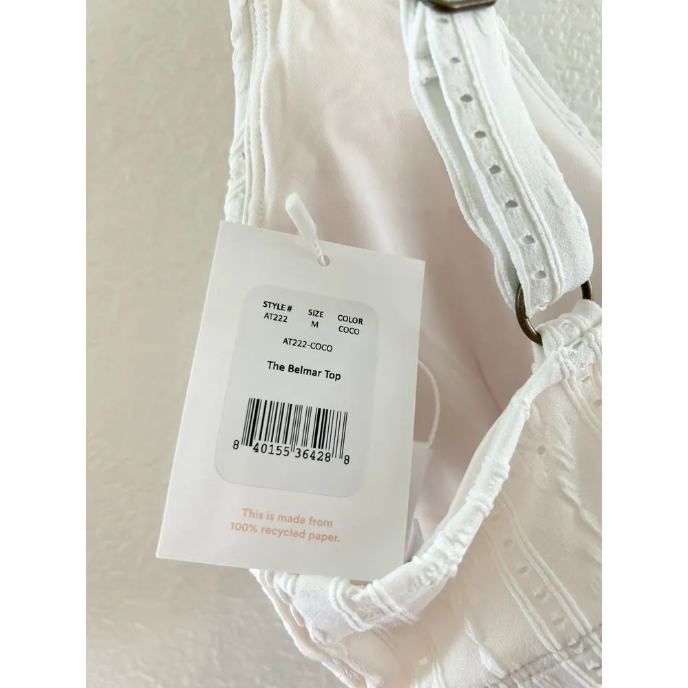 Andie The Belmar Bikini Top in Coconut Floral Eyelet M NWT - Image 4