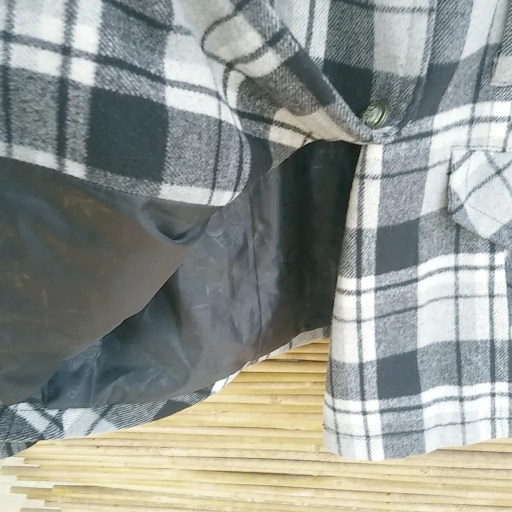 South Pole XL Double Breasted Plaid Coat Style Jacket Black - Image 5