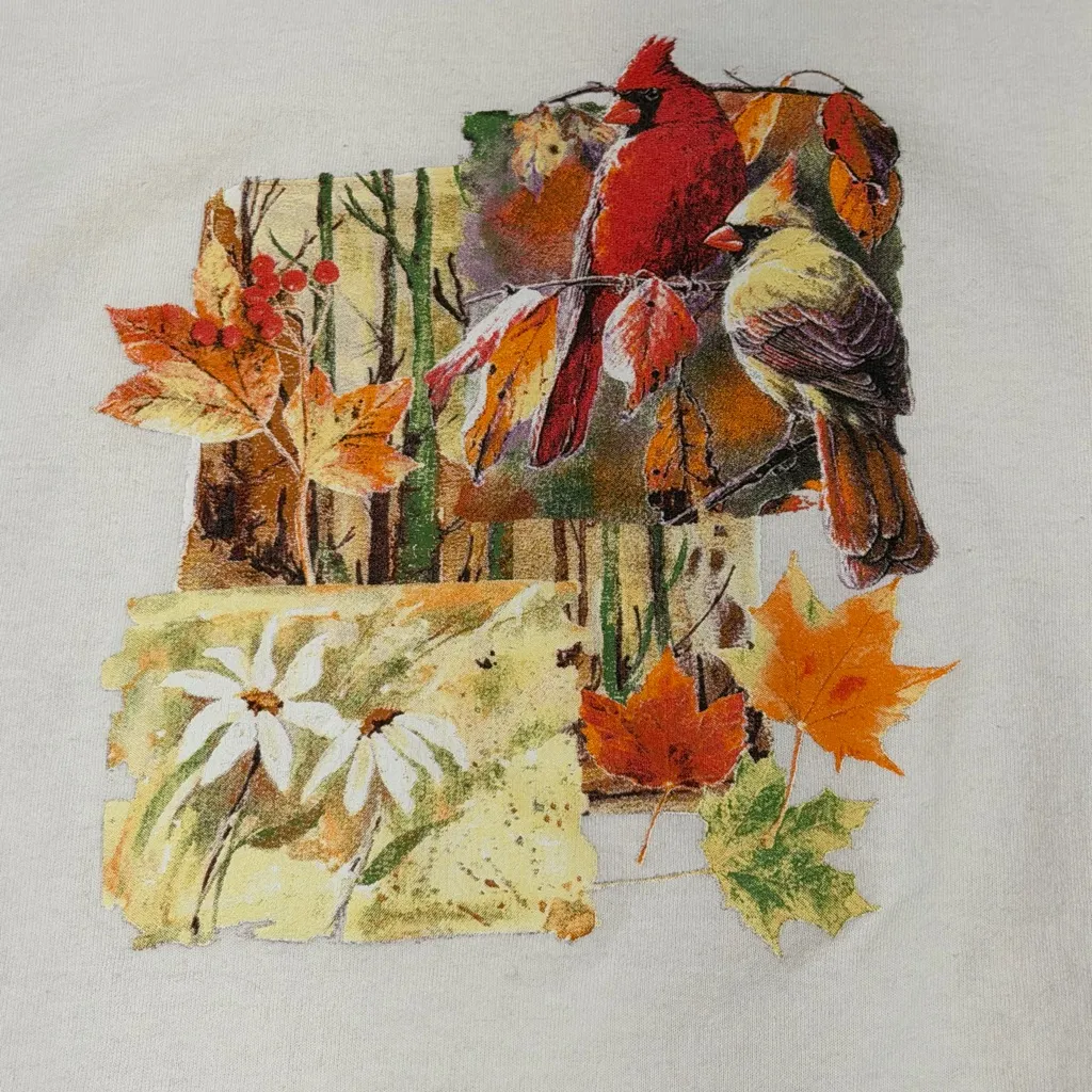 90s Bird Cardinal Sweatshirt Pleasant Shade Vintage Pullover Large Red - Image 2