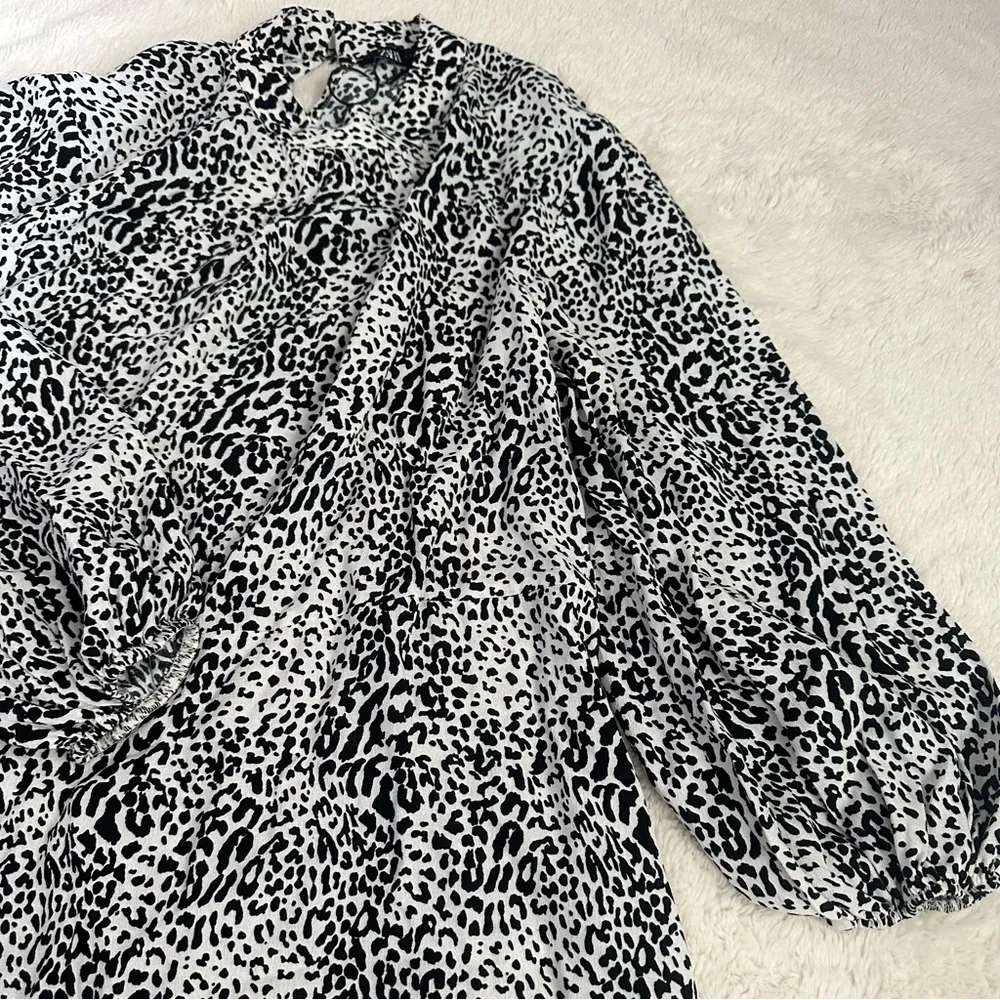 Zara Black And White Leopard Print Midi Dress - Image 4