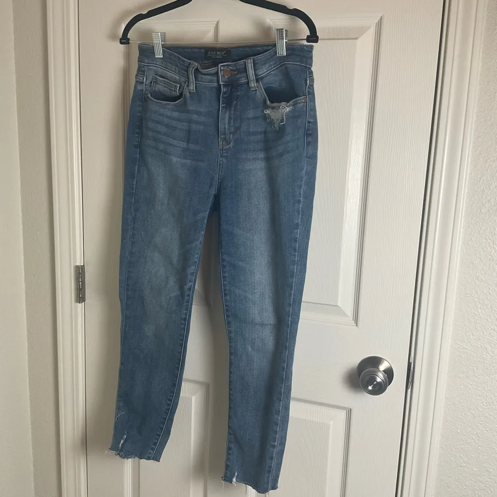 Judy Blue distressed Hem High Waist Skinny Jeans 9/29 - Image 3