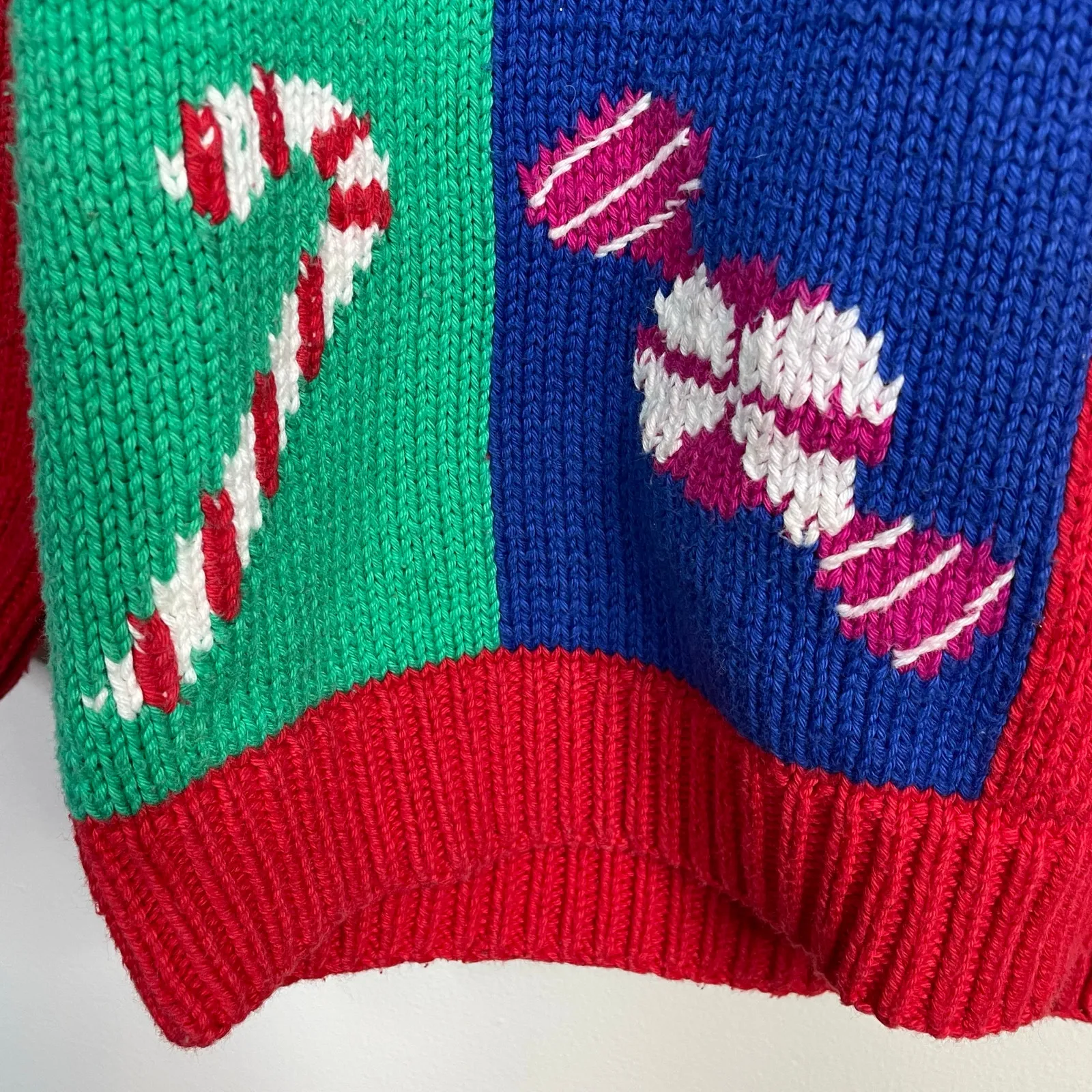 Vintage Lumy Handknit Peruvian Christmas Candy Sweets Cotton Sweater womens M Multiple Size M - Image 3