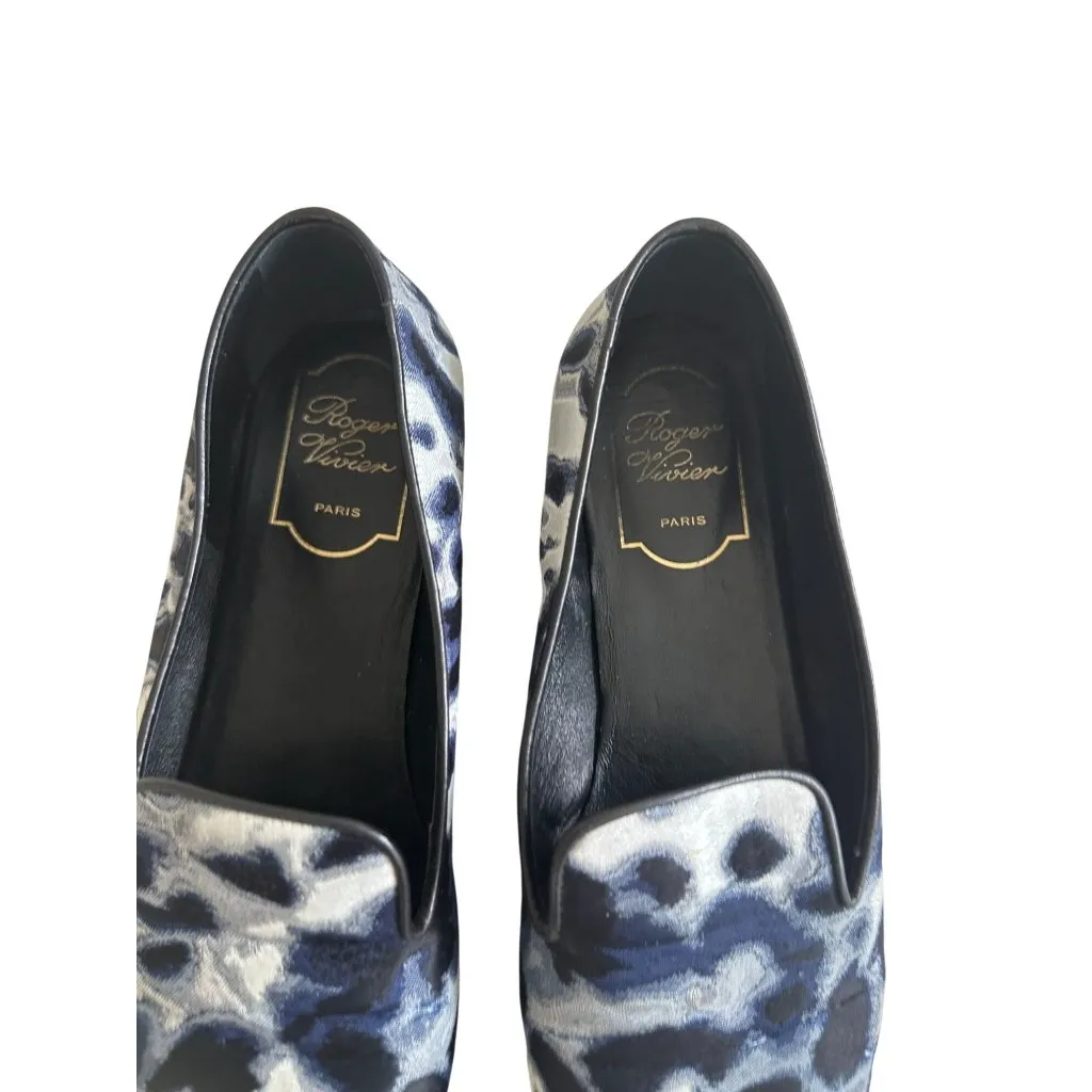 ROGER VIVIER Navy Blue Patterned Loafers Flats Size 37.5 - Image 2