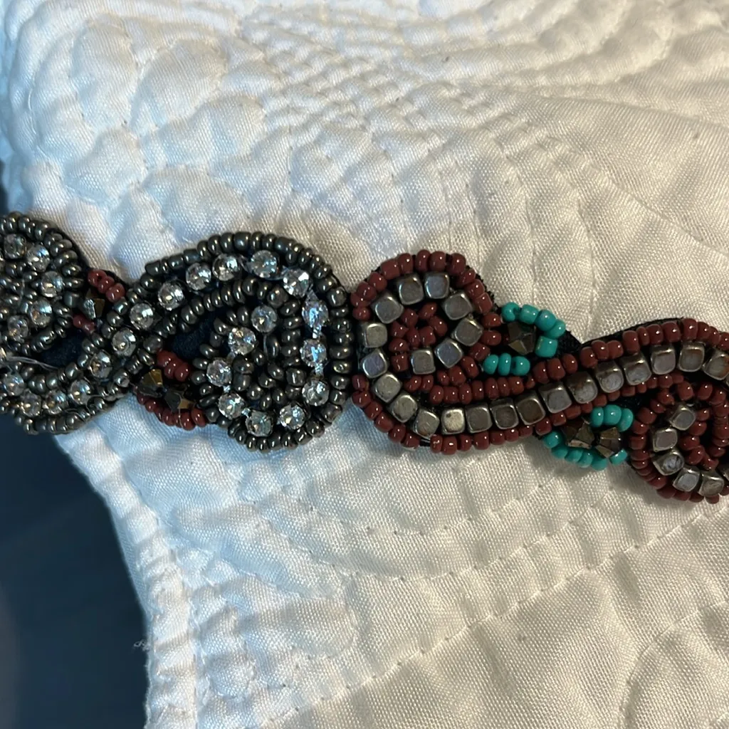 Beaded Head Hair Band Brown - Image 6