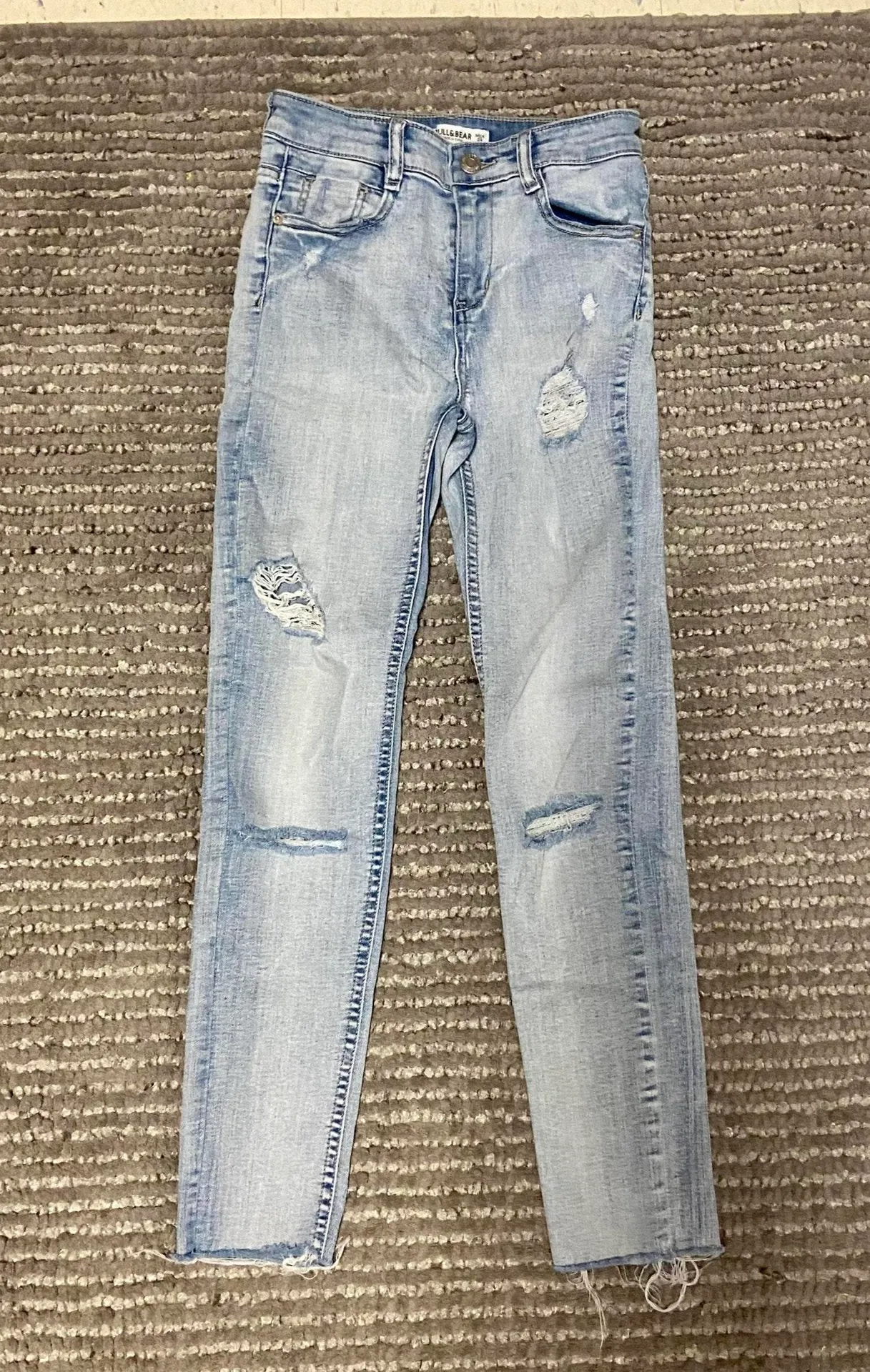 Mid Rise Light Wash Distressed Skinny Jeans  - Image 3