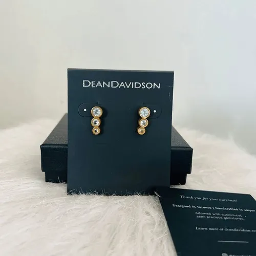 DEAN DAVIDSON 22K‎ Gold Plated Manhattan Blue Topaz Ear Crawler Earrings, NWT - Image 2