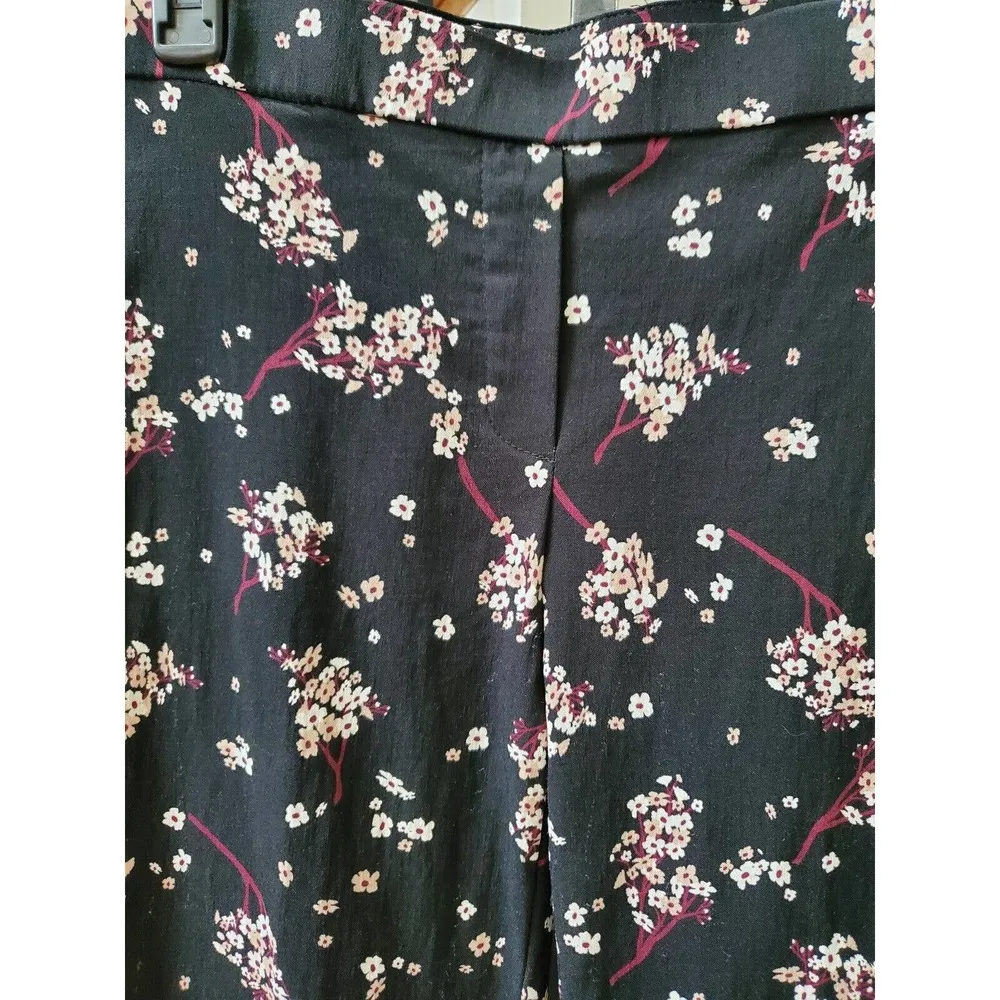 Jules & Leopold Womens Black Floral Rayon Mid Rise Straight Leg Casual Pant M - Image 2