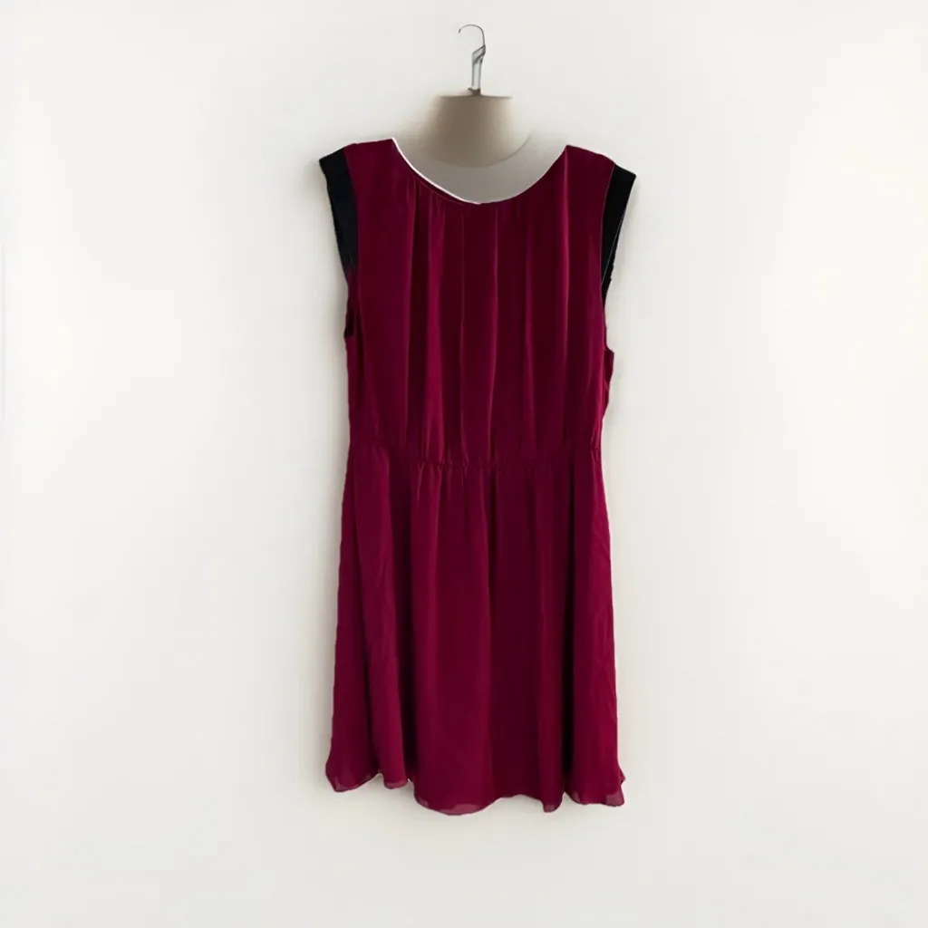 Alice + Olivia Meg‎ Leather Cap Sleeve Silk Leather Mini Dress Red M Cocktail - Image 4