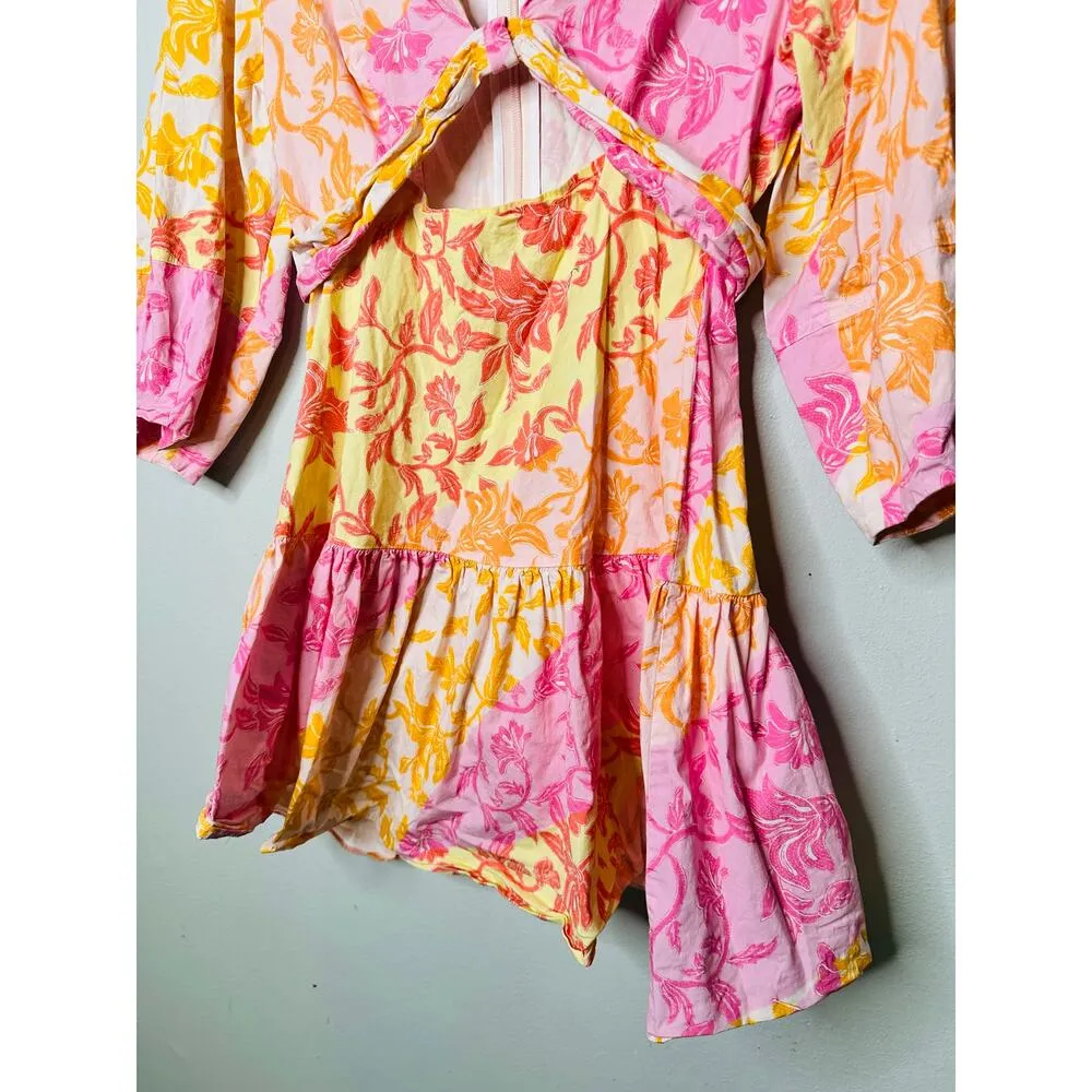 DEREK LAM 10 CROSBY X RTR Multicolor Floral Hourglass Cutout Mini Dress Size 46 - Image 7