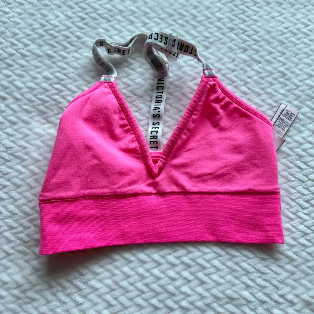 Victoria’s Secret Bralette XS Pink Leopard Print Sports Bra Lounge Athleisure - Image 3
