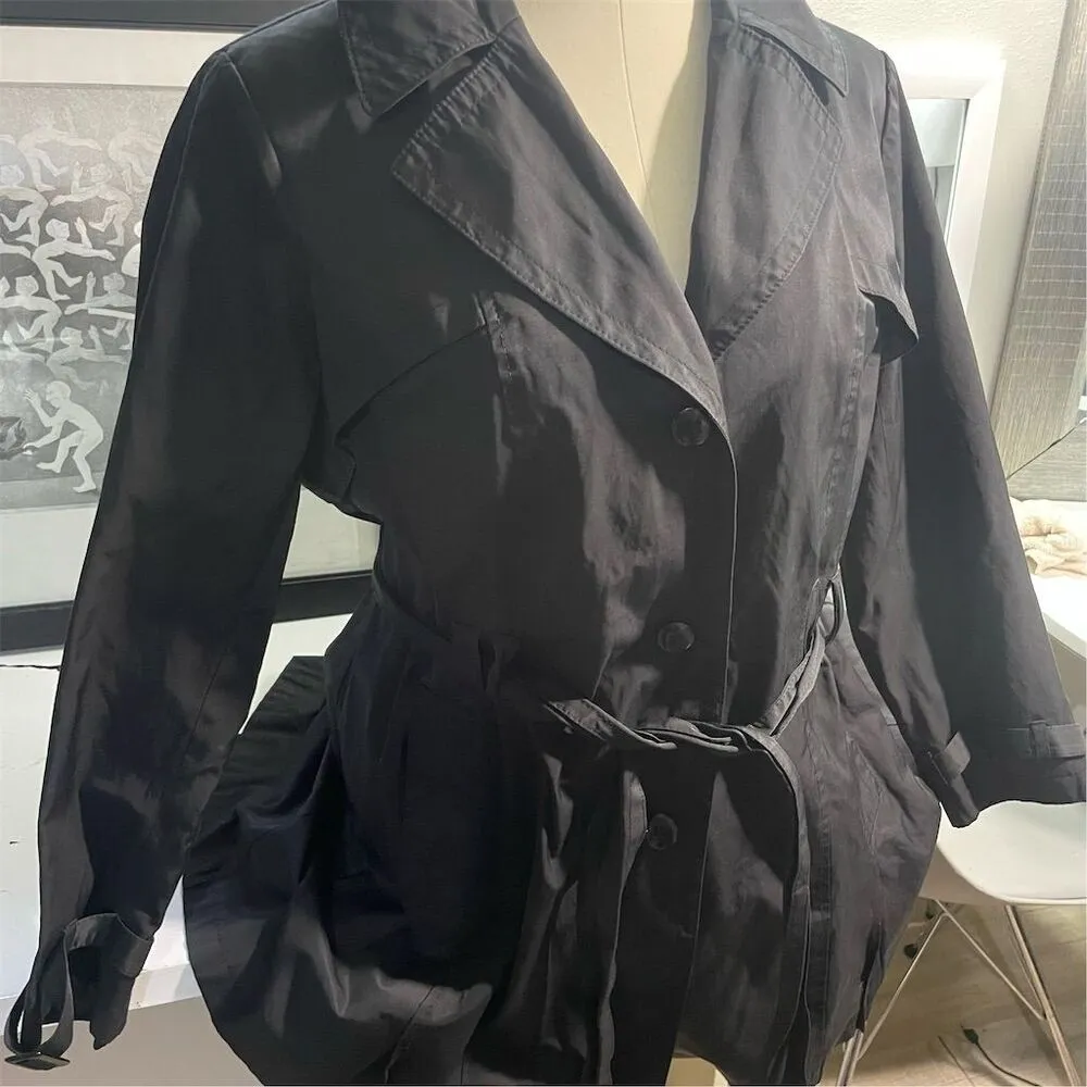 Via Spiga Women's Black Trench Coat 2XL Belted Long Casual Stylish Size XXL - Image 7