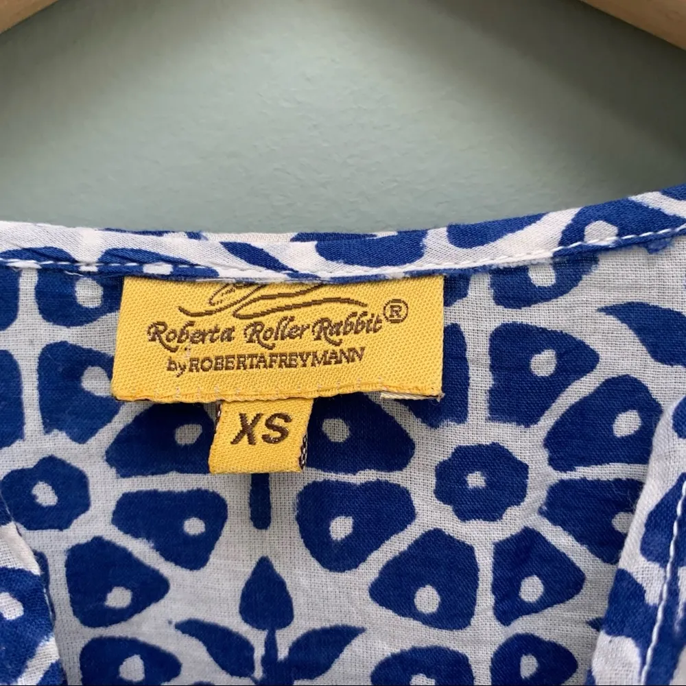 Roberta Roller Rabbit Cotton Blue White Print Kurta Tunic size XS - Image 7