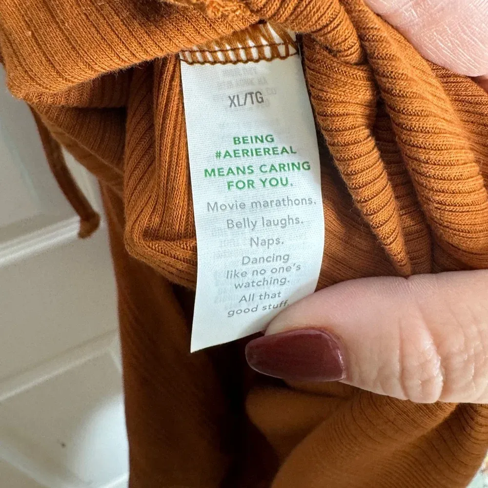 AERIE NWT Copper Brown Ribbed Midi Tank Dress Size‎ XL - Image 9