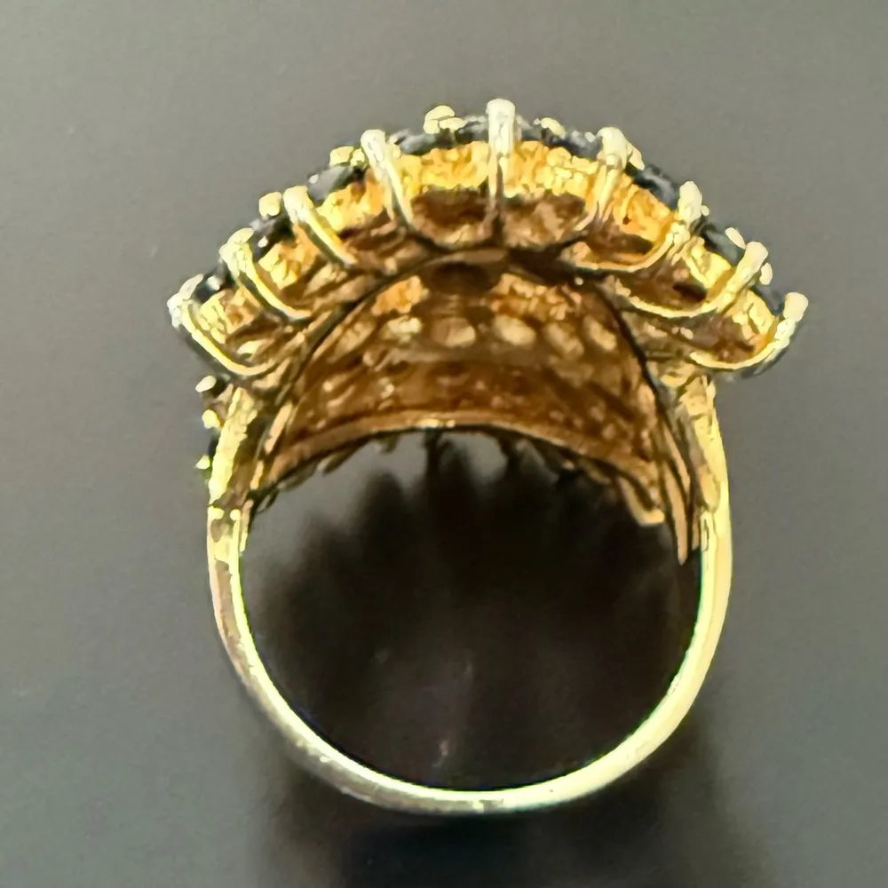 Vintage Unsigned Black & Clear CZ Crystal Pave Gold - Image 5