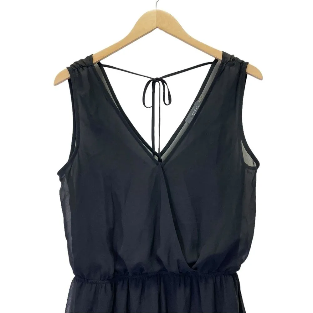 ASTR The Label Black Chiffon Sleeveless Ruffled Shorts Romper Women’s Size Large - Image 6