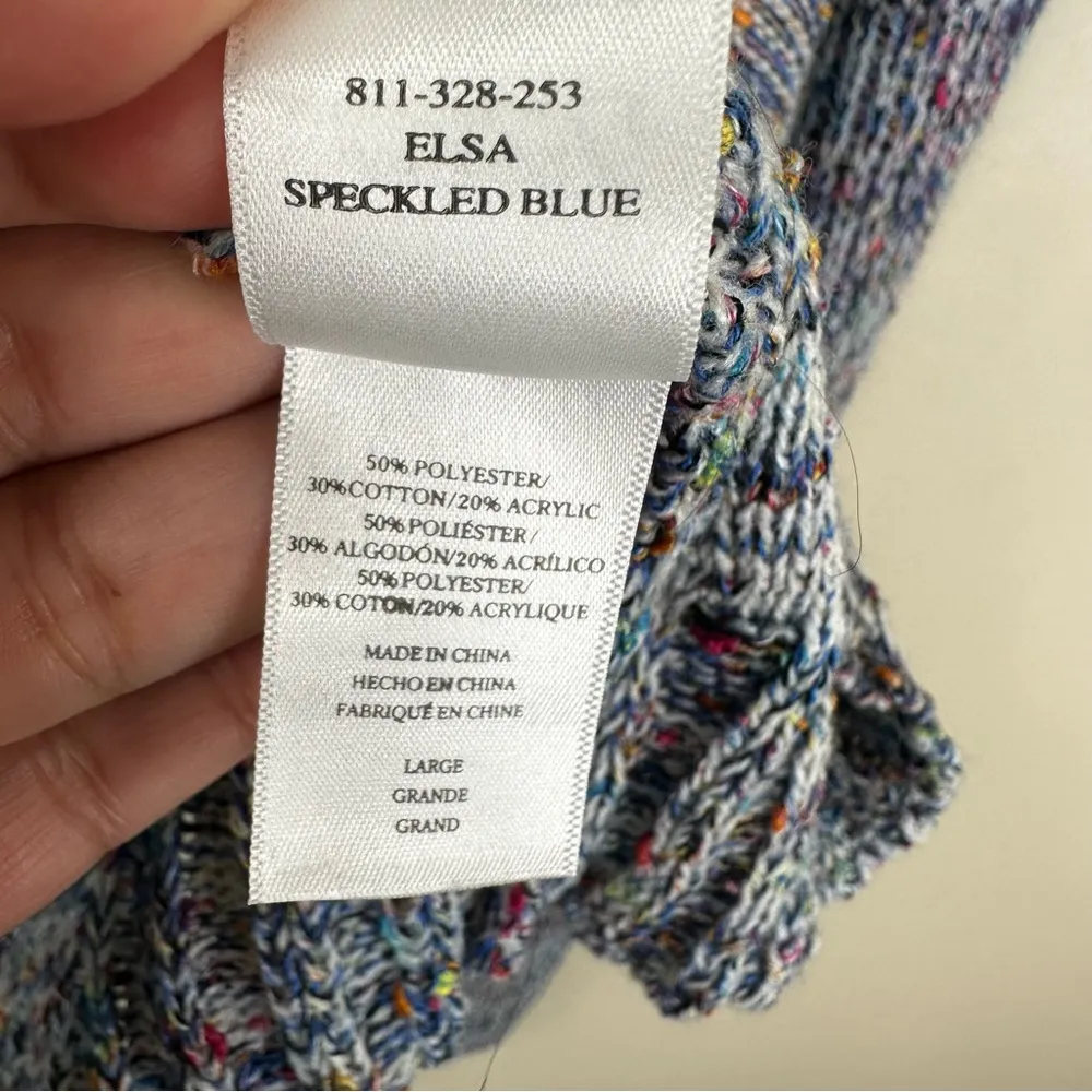 NEW Rails Elsa Sweater Womens Large Speckled Blue Cotton Knit Chunky Pullover - Image 9