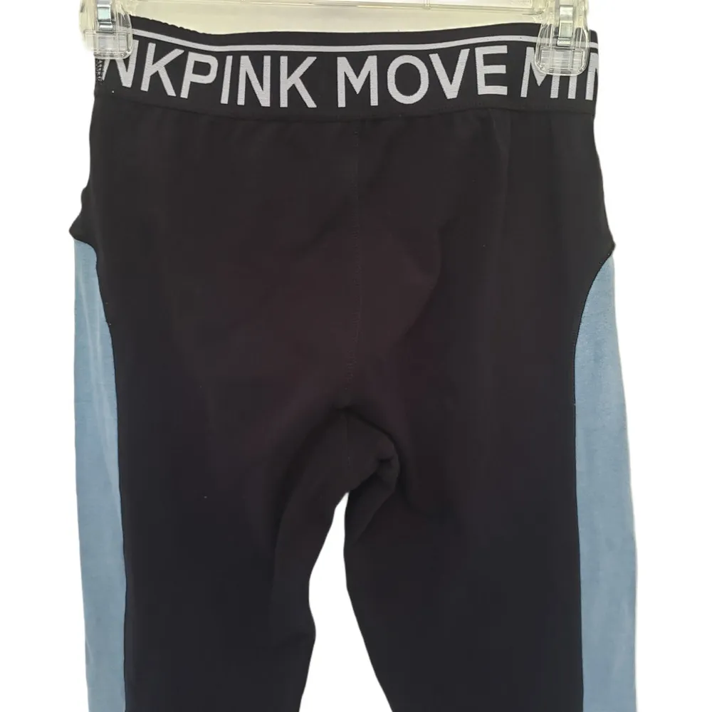 MinkPink Move Womens Athletic Leggings Size Small Stripe Cotton Blue Black - Image 3