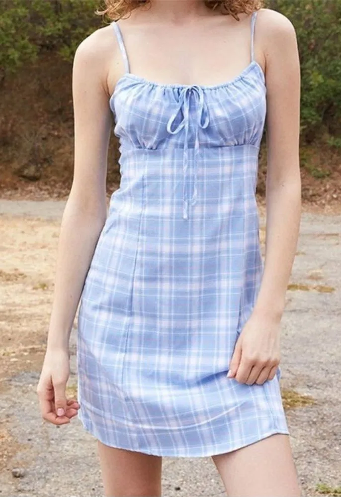 Brandy Melville John Galt Blue Plaid Babydoll Dress One size Brandy Melville New Preppy Y2K Mini | Sz: S | Color: Blue Brandy Melville John Galt Blue Plaid Babydoll Dress One size Brandy Melville New Preppy Y2K Mini | Sz: S | Color: Blue