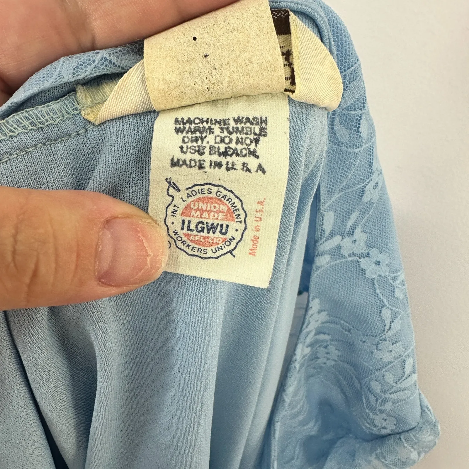 Sears Lace Dress 18 Union Made‎ USA ILGWU Modest Cottagecore Prairie Vintage Blue - Image 10
