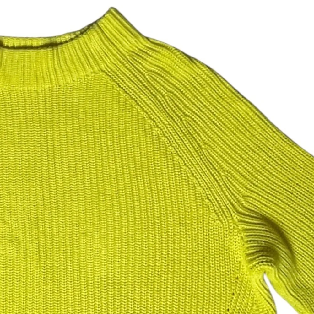 Lands End Sweater Womens Plus 1X 16W 18W Shaker Funnel Neck Pullover Knit Yellow - Image 6