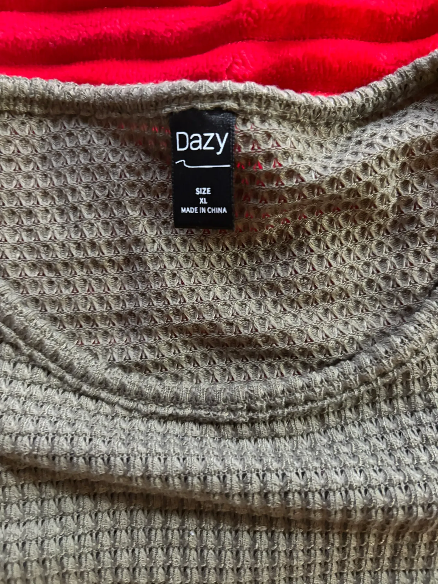 Dark Green Waffle Knit Long Sleeve - Image 3