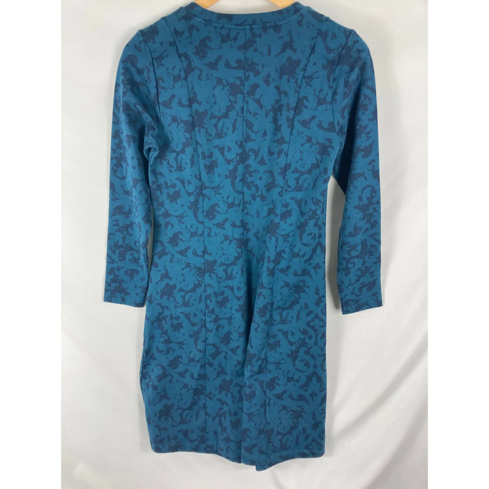 Denim & Co Printed Relaxed Fit V Neck Fit & Flare Dress Size XXS Blue - Image 5