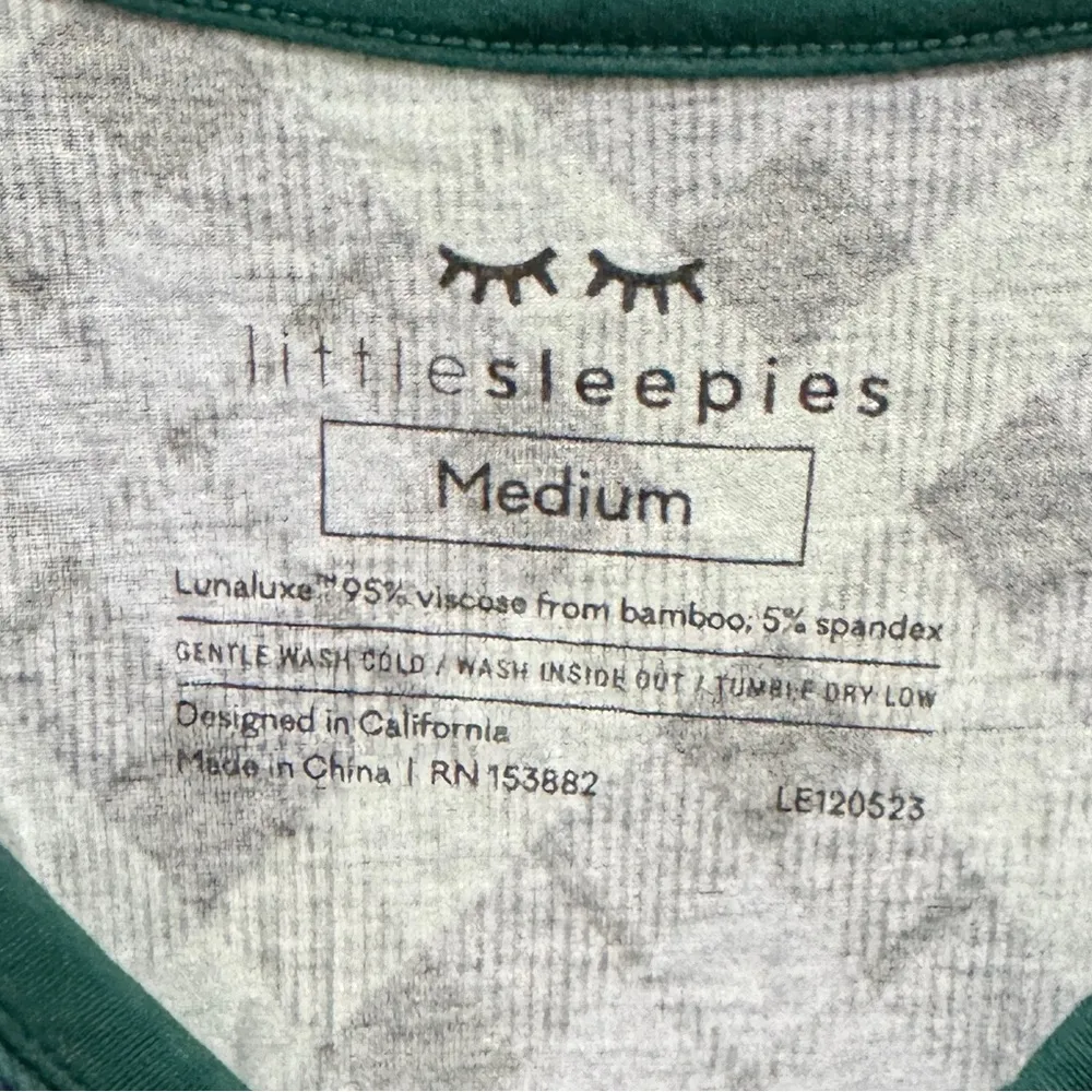 Little Sleepies emerald plaid henley long sleeve pajamas top bamboo LS Green Size M - Image 7