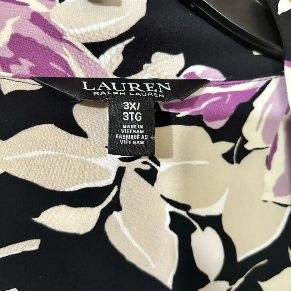 Lauren Ralph Lauren Top Womens 3X Multicolor Floral Print Stretch Ruffle Blouse - Image 6