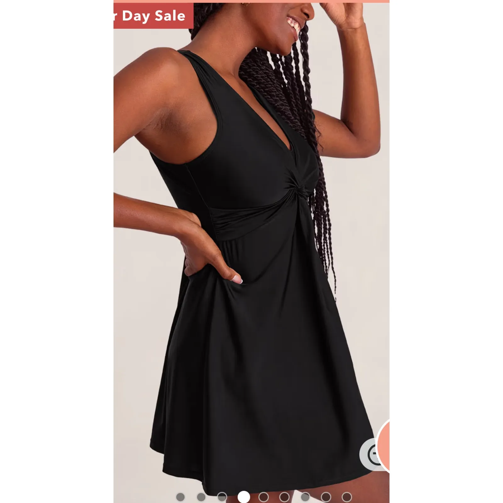 Brand New Empetua Women's Size XL Swim Knot Front Swim Dress Swimsuit Black - Image 3