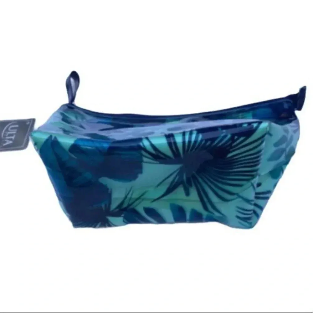 ULTA Blue Seafoam Plastic Tropical Cosmetics‎ Bag Flat Bottom New with T… Green - Image 2