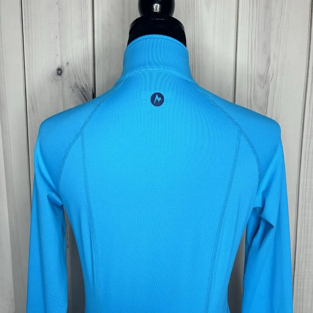 Marmot Bright Blue 1/2 Zip Base Layer Pullover Size S Long Sleeve Stretch - Image 10