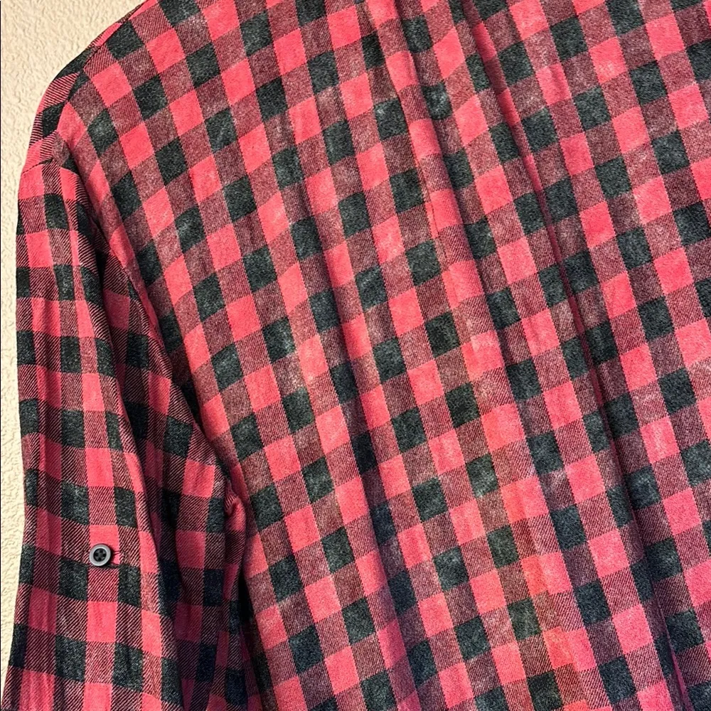 ANTHROPOLOGIE Red Black Buffalo Plaid Button Down Shirt MEDIUM - Image 10