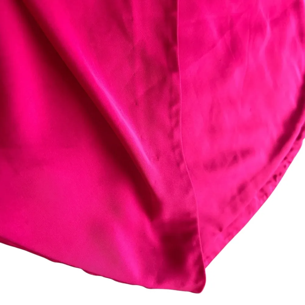 AMUR Deena One Shoulder Midi Dress in Rosie Raspberry Hot Pink Satin Cut Out 6 - Image 11