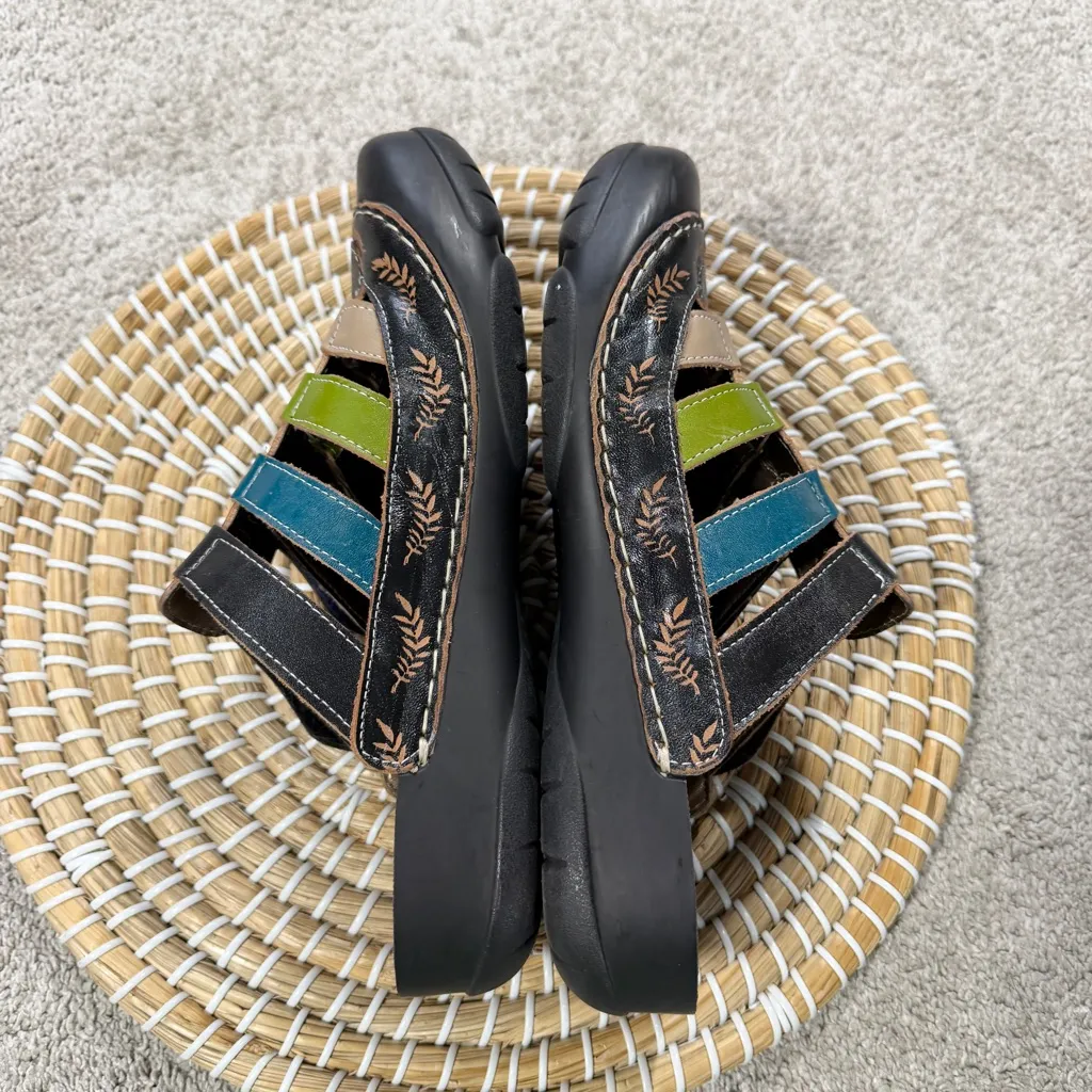 Elite by Corkys Women’s Heidi Sandals Slip On Leather Boho in Multicolor 10 Black - Image 6