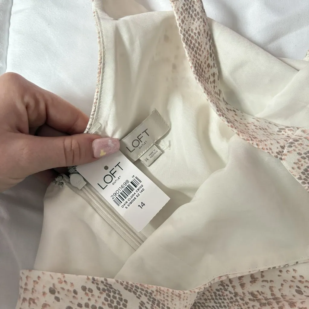 NWT LOFT Cropped Jumpsuit Womens Size 14 Snake Print Wide Leg Sleeveless Pink - Image 6