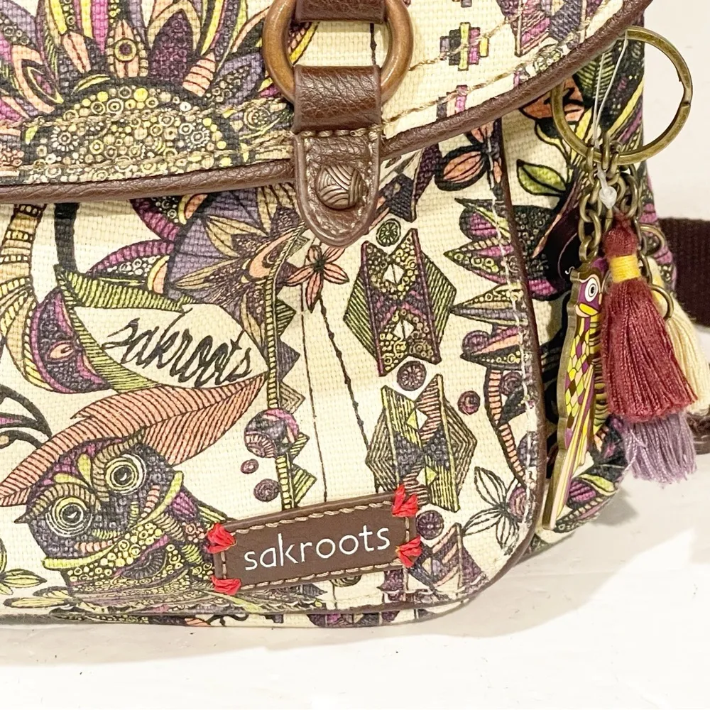 Sakroots Multi Color Convertible Peace bird Backpack Travel - Image 2