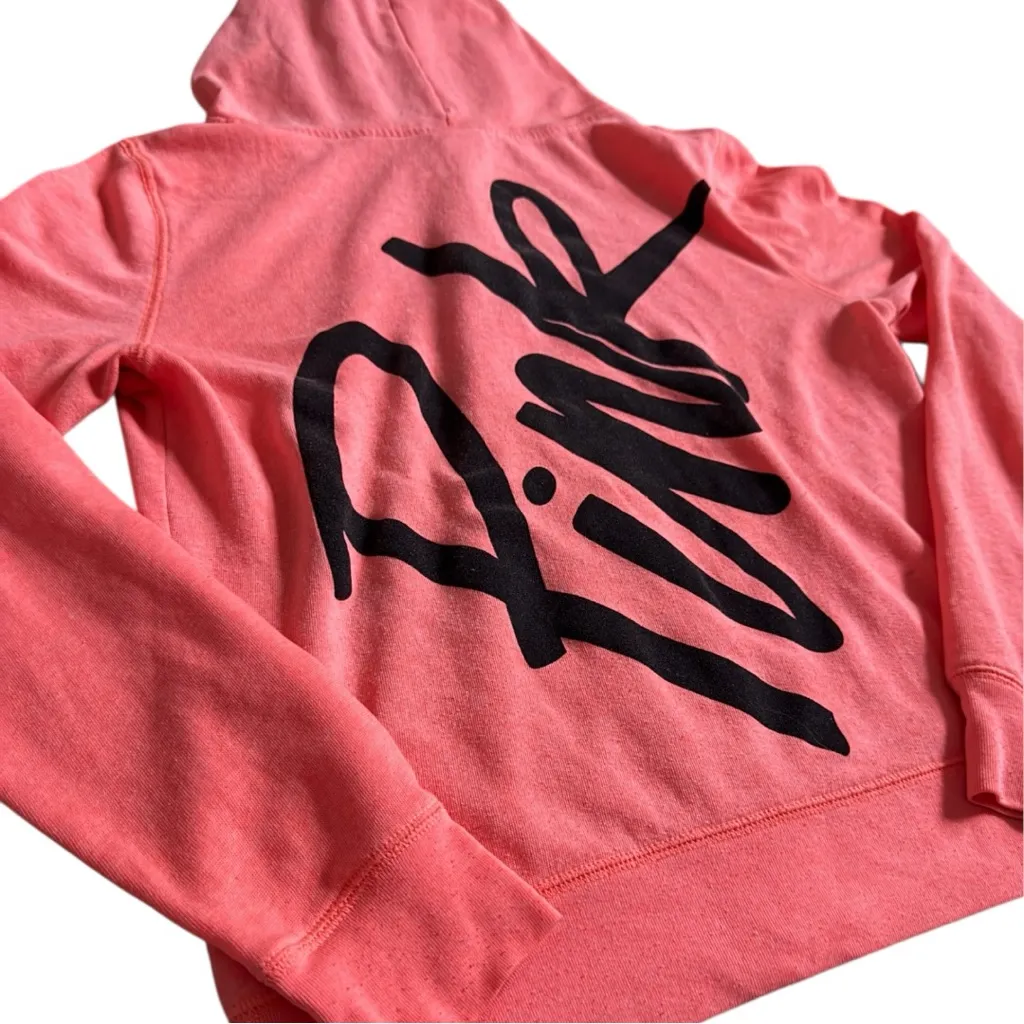 PINK Victoria’s Secret Y2K Coral Zip-Up Hoodie Small | Cozy Logo Sweatshirt - Image 3