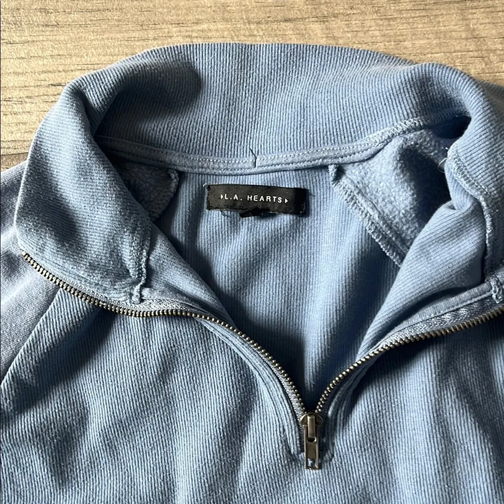 La Hearts Blue Cropped Mock Neck Jacket - Image 5