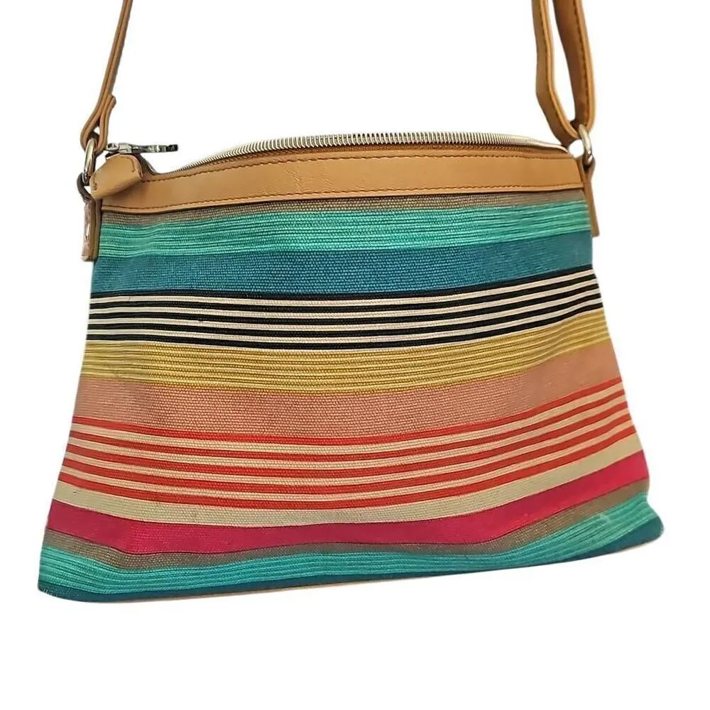 Relic Crossbody Purse. Shoulder Bag. Colorful Striped Design. - Image 3