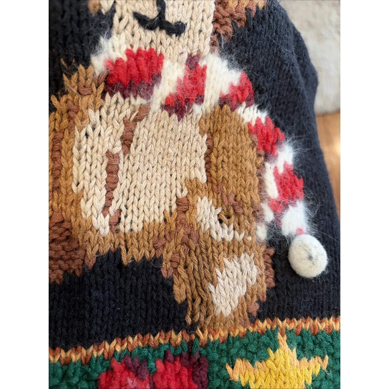 Vtg Marisa Christina Hand Knit Embellished Holiday Sweater Nutcrackers & Bears M Black Size M - Image 15