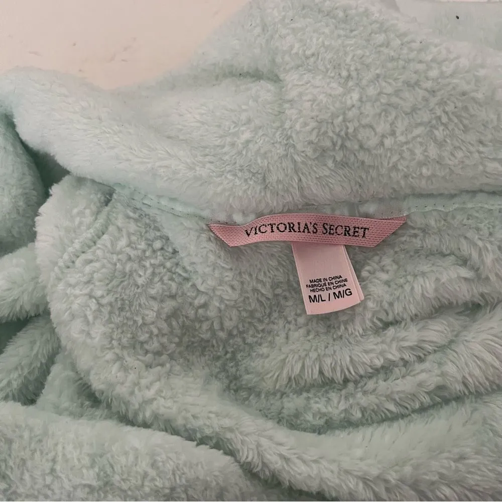 VICTORIAS SECRET Angel Short Robe Belted Ultra Soft Plush Mint Green Size M/L - Image 6